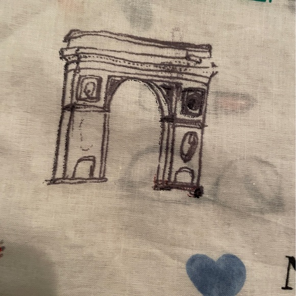 NWT J. Crew Pink White New York Theme Scarf 💯% cotton Preppy Feminine OS - Picture 4 of 7